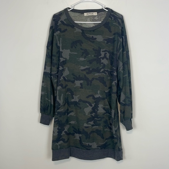 Three Bird Nest Salute Your Boho Camo Waffle Knit Tunic Dress. Size Small. NWT. - Picture 1 of 12